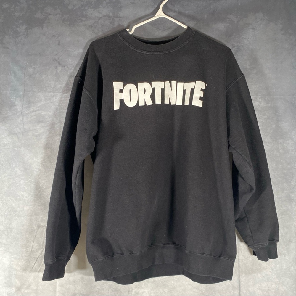 Fortnite‎ Pullover Black Crewneck Sweater Men’s XL Gamer Relaxed Fit Cozycore